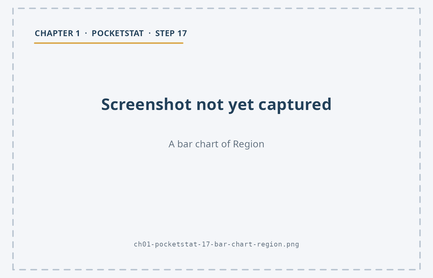 The PocketStat results view showing the frequency chart for Region as bars, one per region.